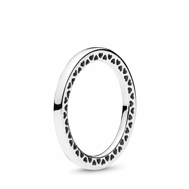 Pandora Classic Hearts Stackable Ring Ireland - Sterling Silver - 710682LHV